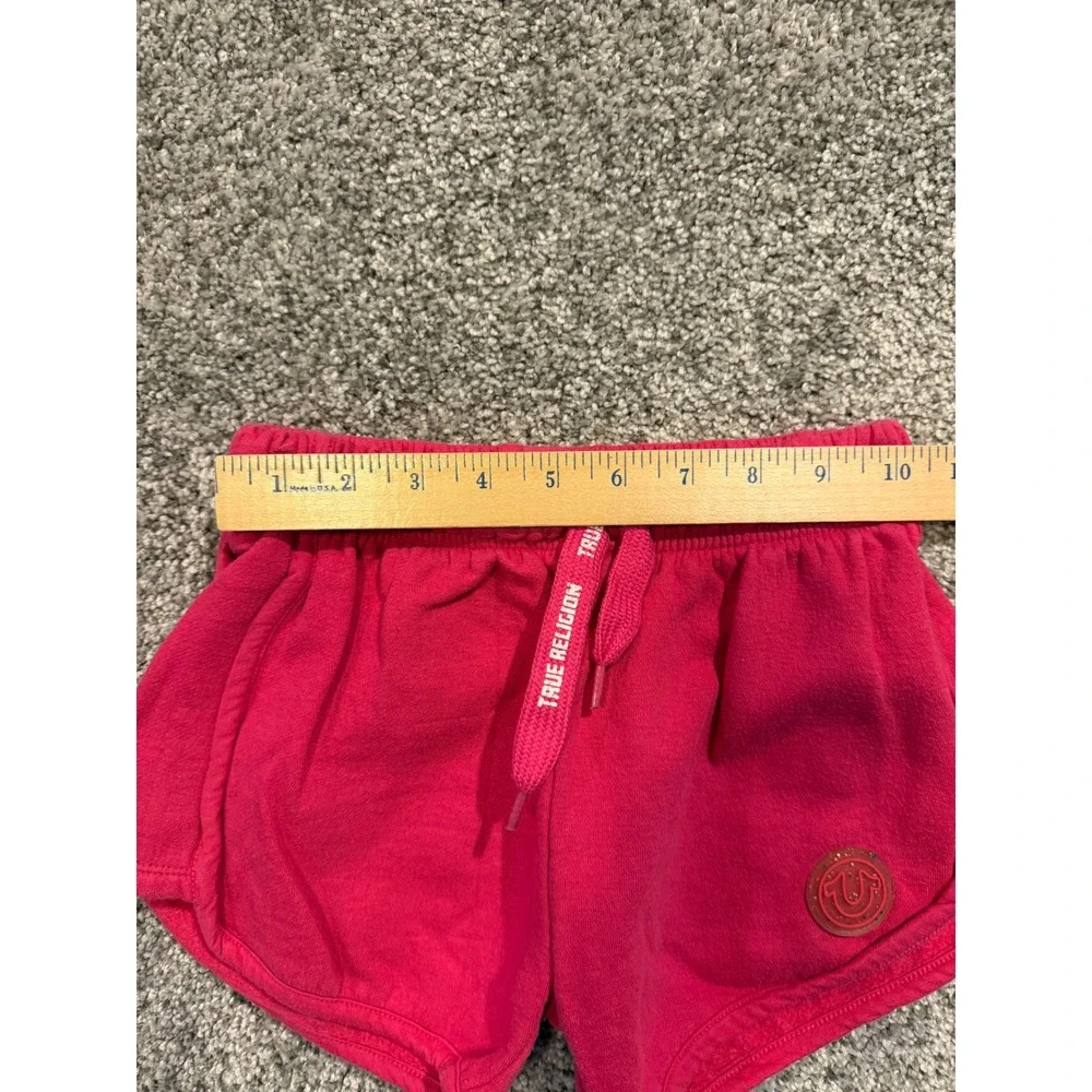 True Religion Shorts Girls L(6X) Pink Sweat Shorts Horseshoe Logo Dolphin Hem